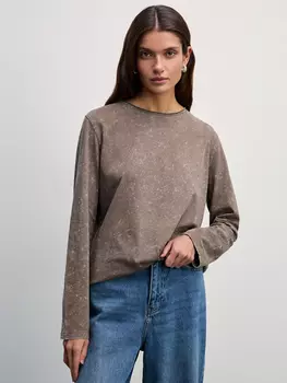 Лонгслив со стиркой из хлопка