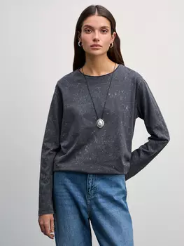 Лонгслив со стиркой из хлопка