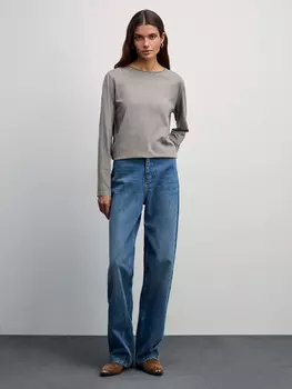 Лонгслив со стиркой из хлопка