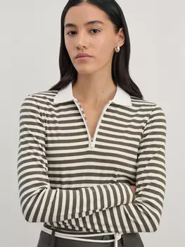 Лонгслив в полоску с молнией из вискозы