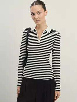 Лонгслив в полоску с молнией из вискозы