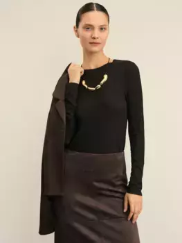 Лонгслив в рубчик с необработанными краями