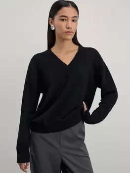 Однотонный джемпер с V-образным вырезом