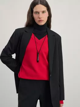 Однотонный джемпер с V-образным вырезом