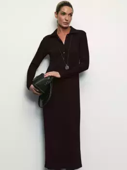 Платье миди длины с воротником поло