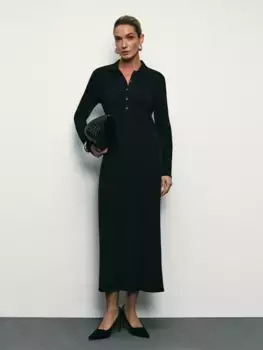 Платье миди длины с воротником поло