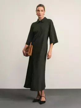 Платье миди из вискозы с воротником