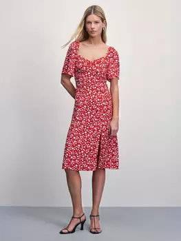 Платье миди с цветочным принтом