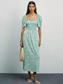 Платье миди с цветочным принтом