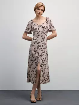 Платье миди с цветочным принтом