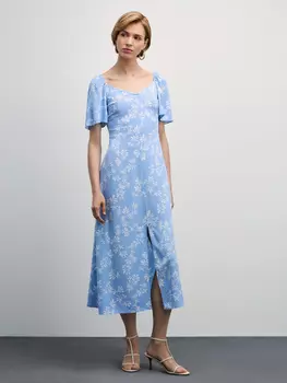 Платье миди с цветочным принтом