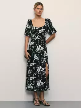 Платье миди с цветочным принтом