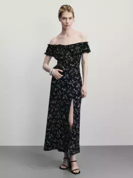 Платье миди с цветочным принтом