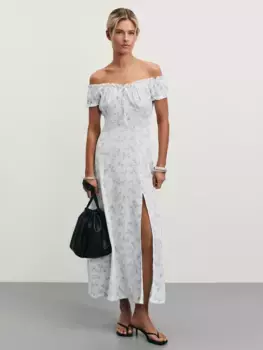 Платье миди с цветочным принтом