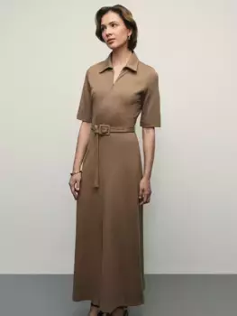 Платье миди с декоративным ремнем