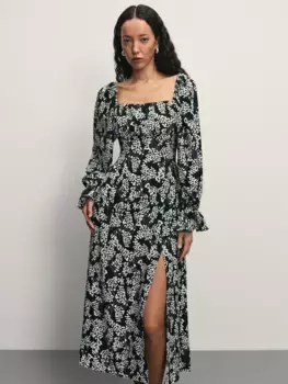 Платье миди с принтом