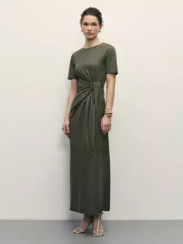 Платье миди с узлом на талии