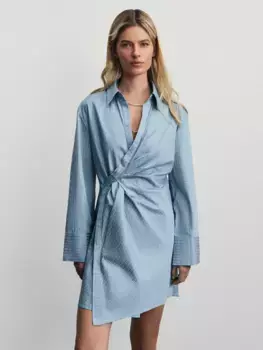 Платье мини асимметричного кроя в полоску