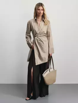 Платье мини асимметричного кроя в полоску