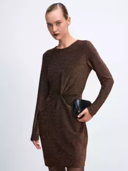 Платье мини из блестящей ткани с узлом