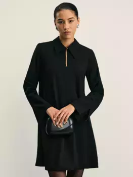 Платье мини с отложным воротником