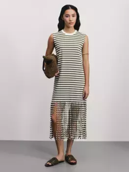 Платье в полоску с бахромой