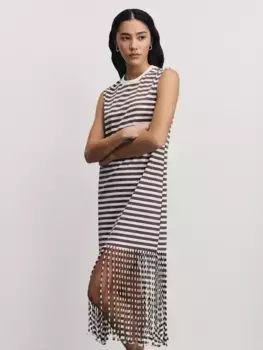 Платье в полоску с бахромой