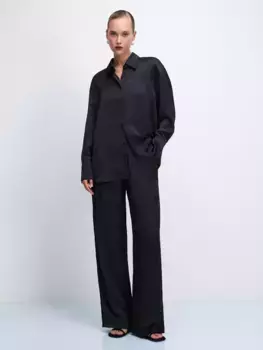 Прямые брюки из жатого сатина