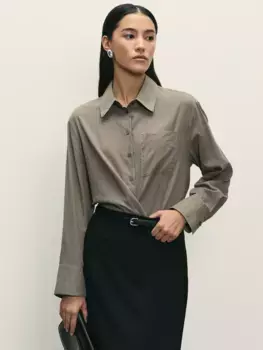 Рубашка в фактурную полоску из хлопка