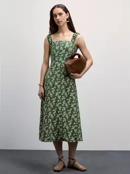 Сарафан из фактурной вискозы с принтом