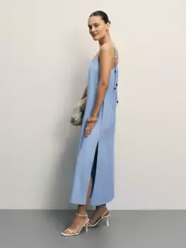 Сарафан изо льна с декоративными бусинами