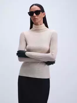 Сетчатая водолазка со стразами