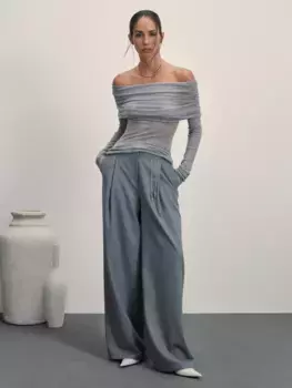 Широкие брюки с защипами с шерстью в составе