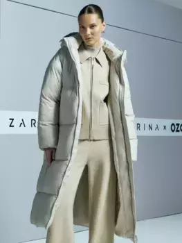 Стеганое пальто с капюшоном