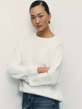 Свитшот из хлопка со стразами