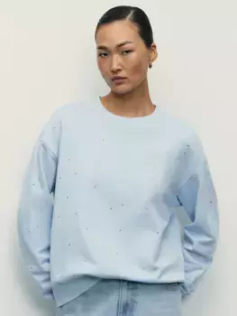 Свитшот из хлопка со стразами