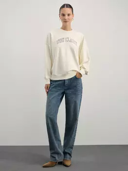 Свитшот из смесового хлопка с вышивкой