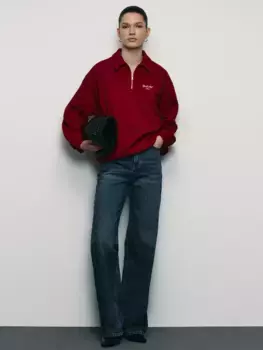 Свитшот с отложным воротником и вышивкой