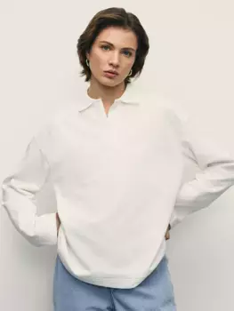 Свитшот с отложным воротником и надписью