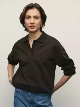 Свитшот с отложным воротником и надписью