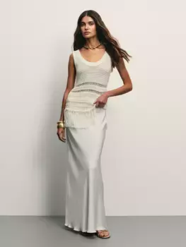 Топ ажурной вязки с бахромой