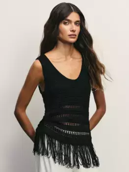 Топ ажурной вязки с бахромой