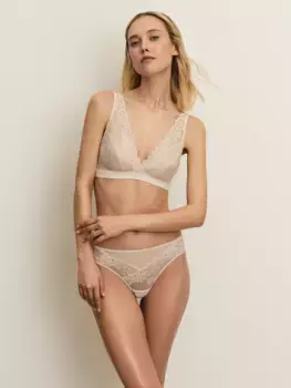 Трусы бразильяно из сетки с кружевом