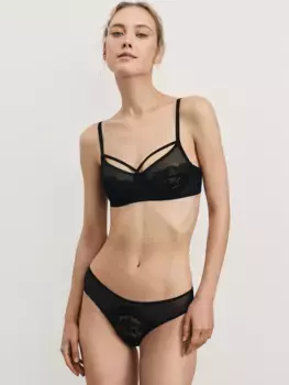 Трусы бразильяно из сетки с кружевом