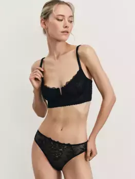 Трусы бразильяно из сетки с кружевом