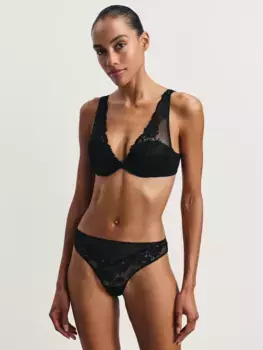 Трусы бразильяно из сетки с кружевом