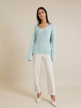 Удлиненный джемпер ажурной вязки