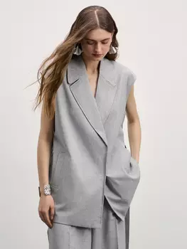 Удлиненный жилет с поясом