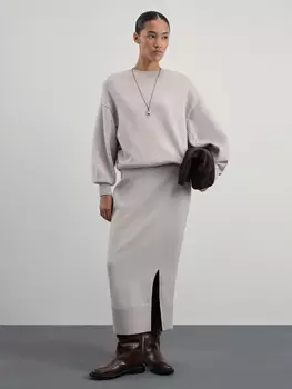 Вязаная юбка карандаш с разрезом