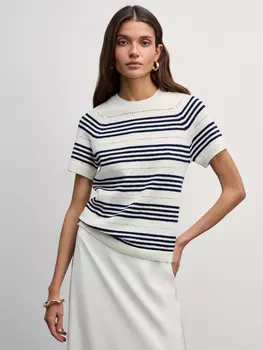 Вязаный джемпер в полоску с коротким рукавом